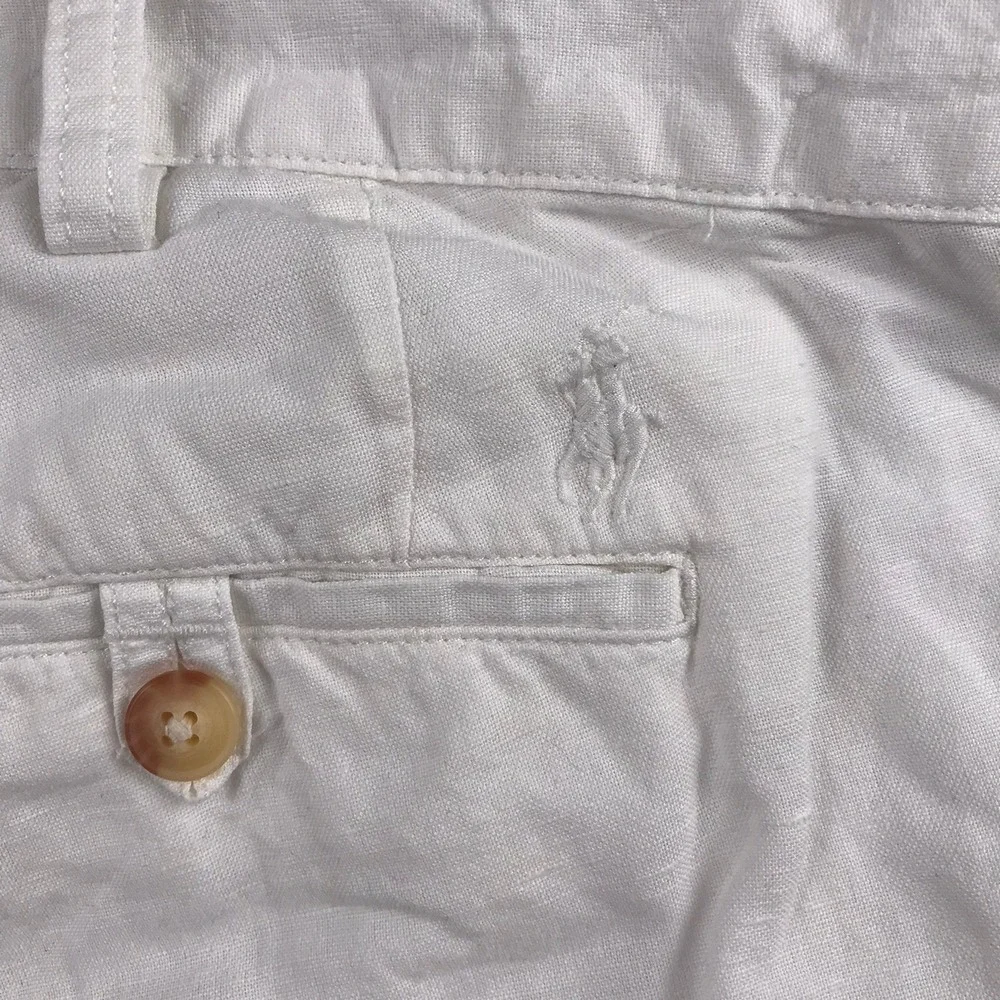 Polo Ralph Lauren Pants Mens 36 (38x34) White Bedford Classic Fit Linen Cotton
